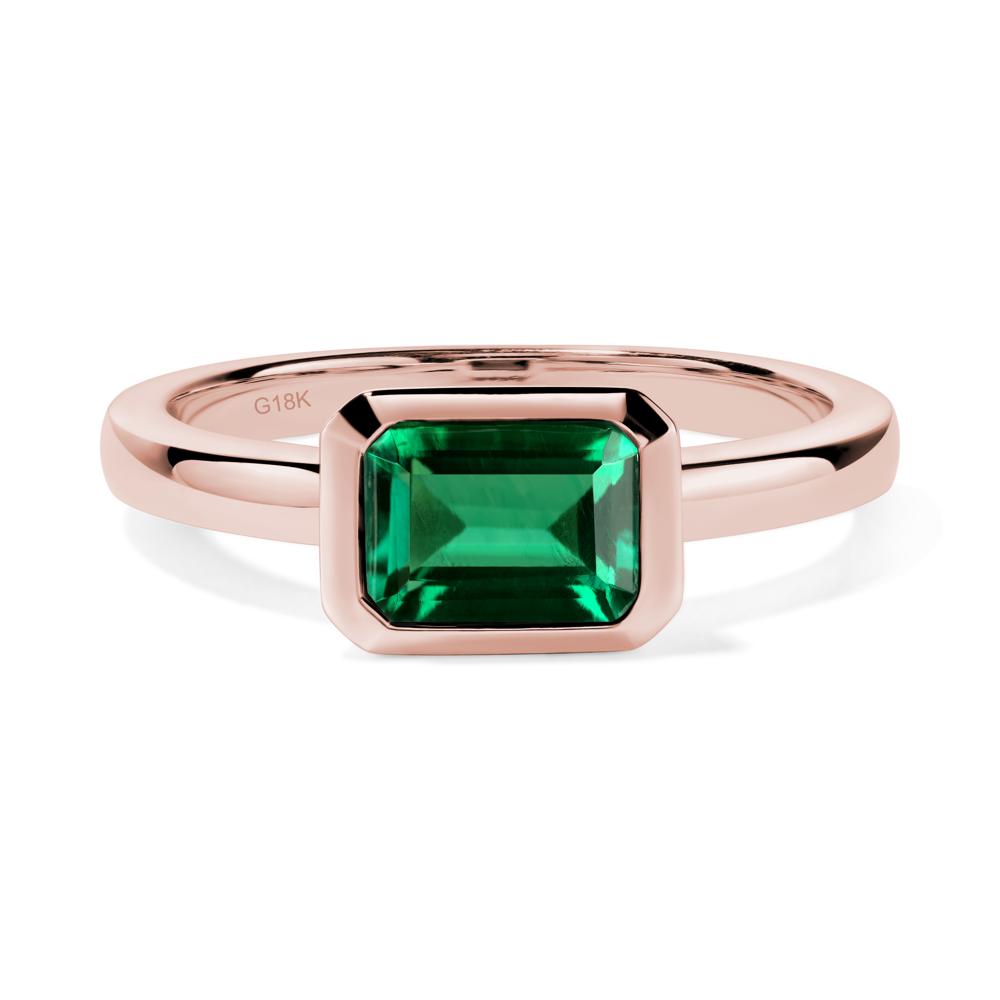 Emerald Bezel Emerald Cut Engagement Ring - LUO Jewelry #metal_18k rose gold