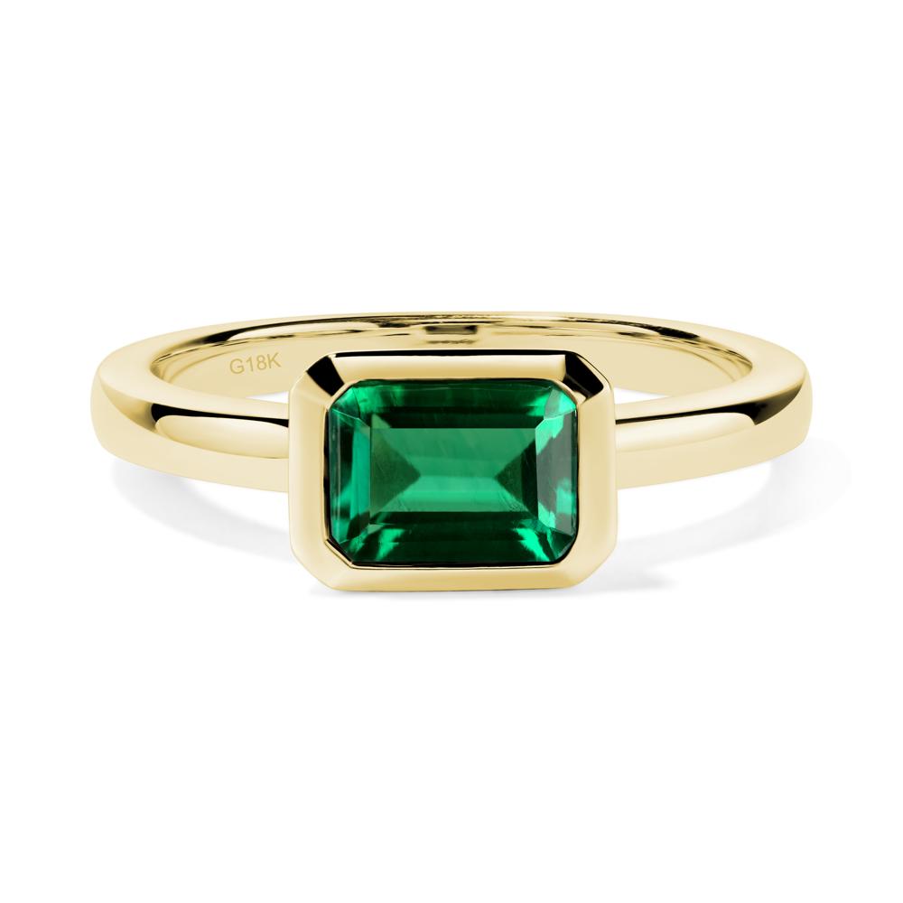 Emerald Bezel Emerald Cut Engagement Ring - LUO Jewelry #metal_18k yellow gold