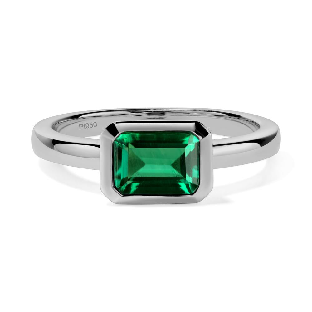 Emerald Bezel Emerald Cut Engagement Ring - LUO Jewelry #metal_platinum