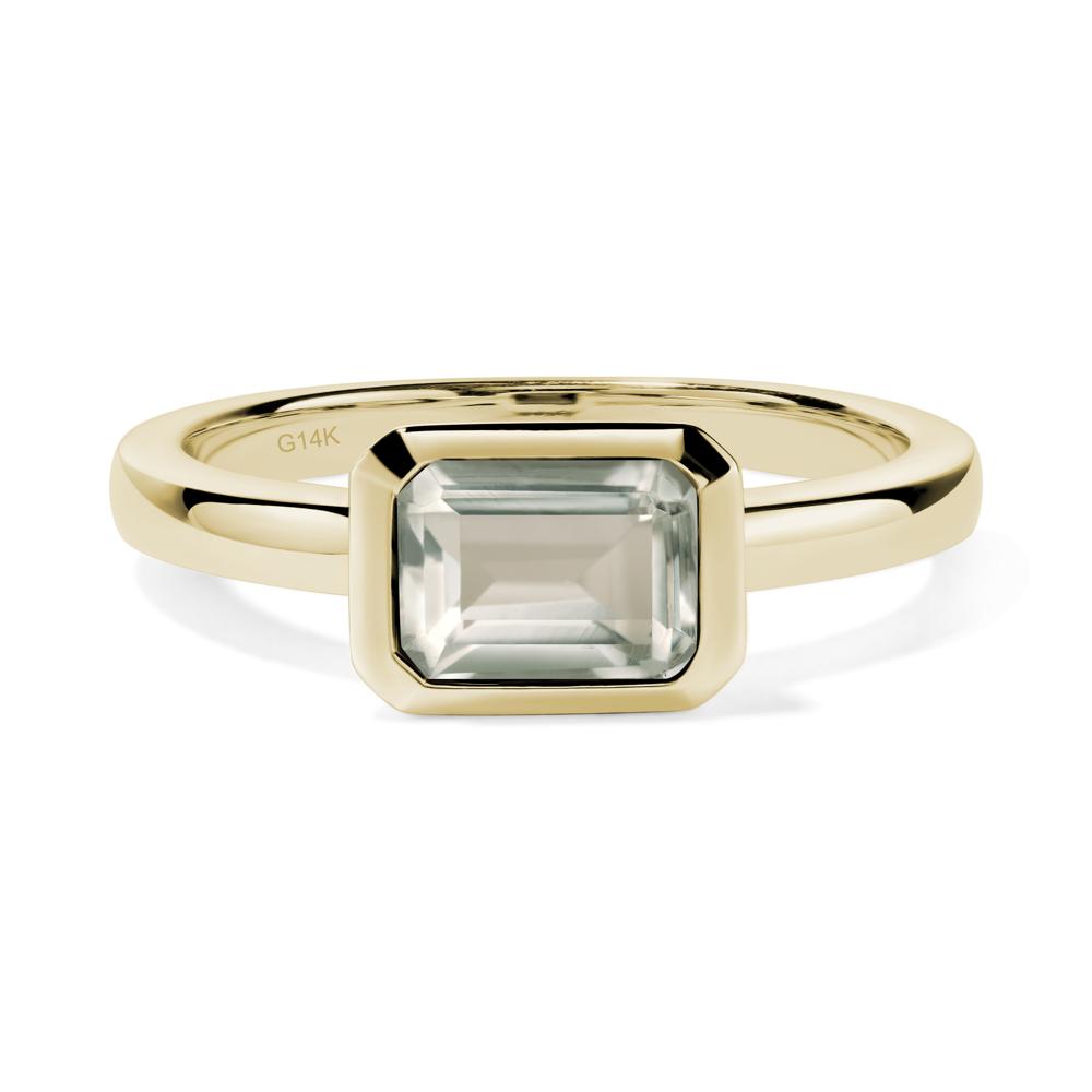 Green Amethyst Bezel Emerald Cut Engagement Ring - LUO Jewelry #metal_14k yellow gold