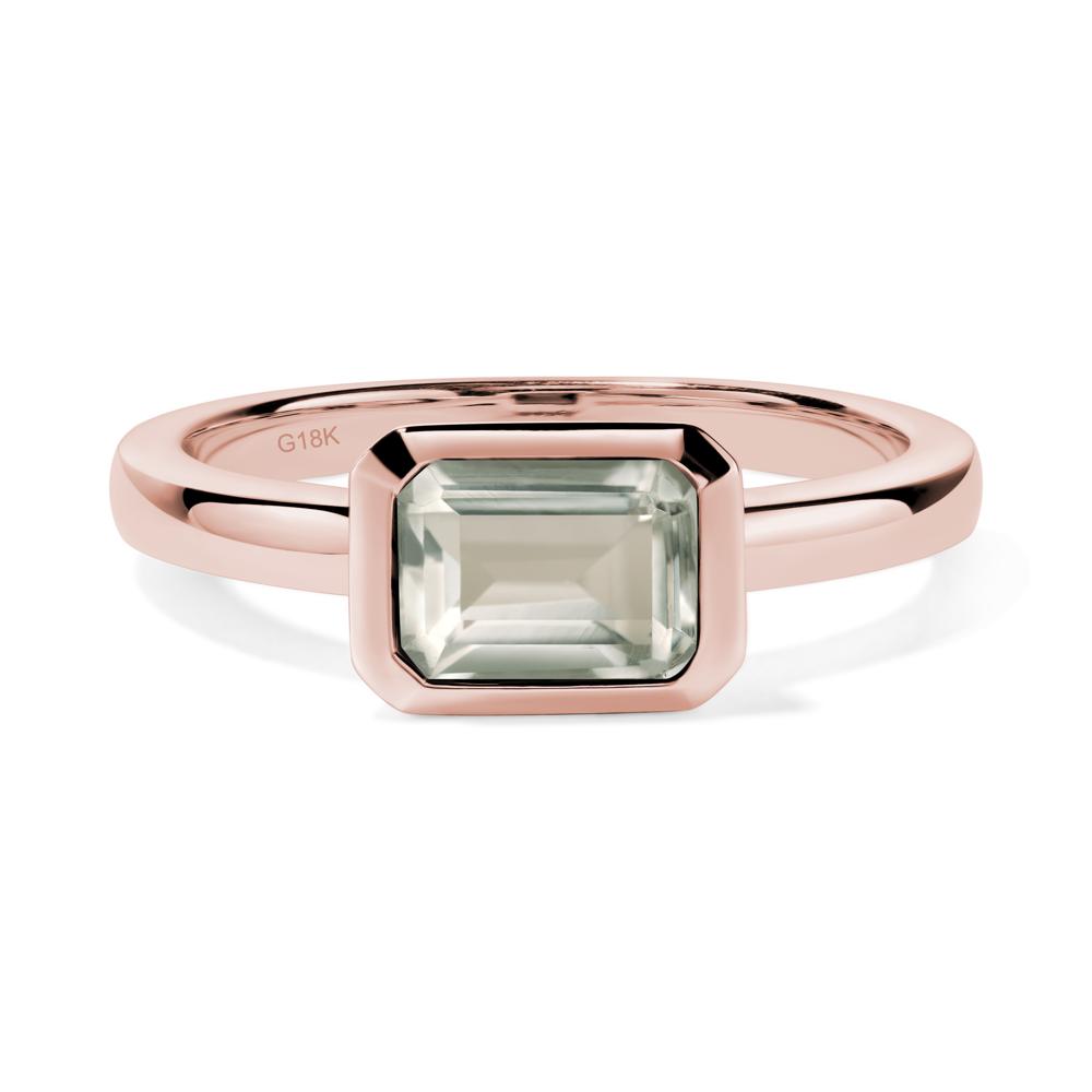 Green Amethyst Bezel Emerald Cut Engagement Ring - LUO Jewelry #metal_18k rose gold