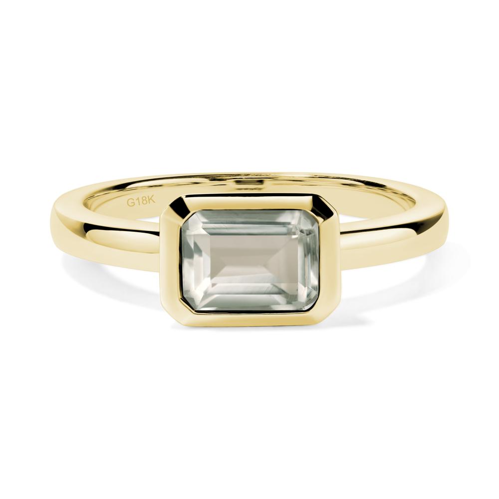 Green Amethyst Bezel Emerald Cut Engagement Ring - LUO Jewelry #metal_18k yellow gold