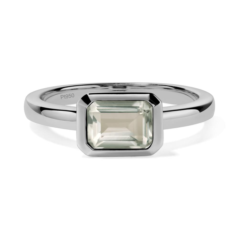 Green Amethyst Bezel Emerald Cut Engagement Ring - LUO Jewelry #metal_platinum