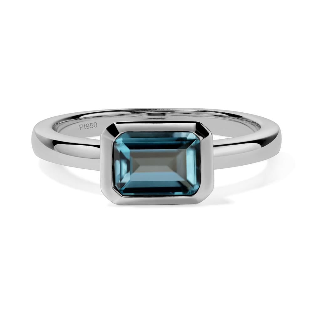 London Blue Topaz Bezel Emerald Cut Engagement Ring - LUO Jewelry #metal_platinum