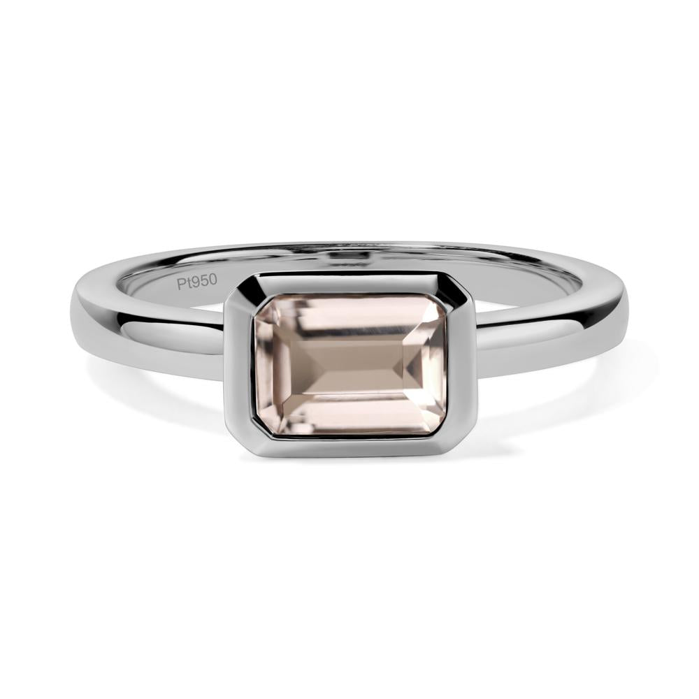 East West Emerald Cut Morganite Bezel Ring - LUO Jewelry #metal_platinum