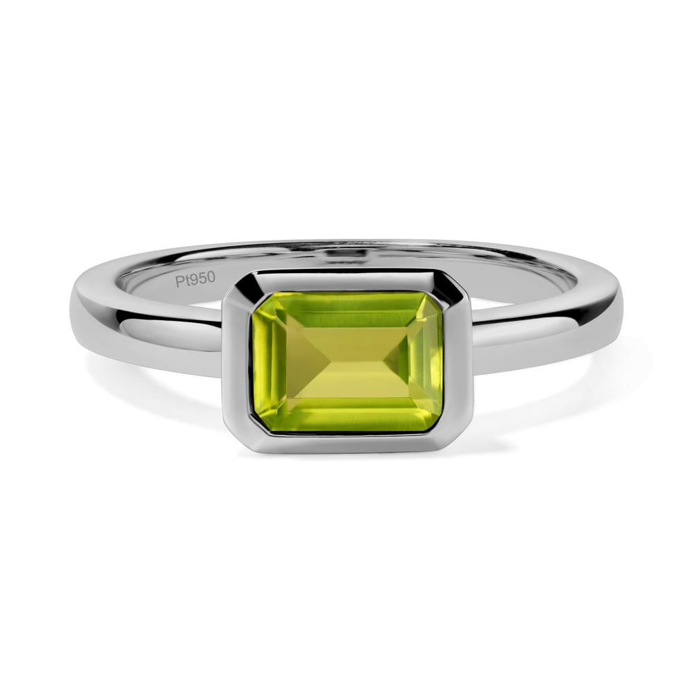 Peridot Bezel Emerald Cut Engagement Ring - LUO Jewelry #metal_platinum