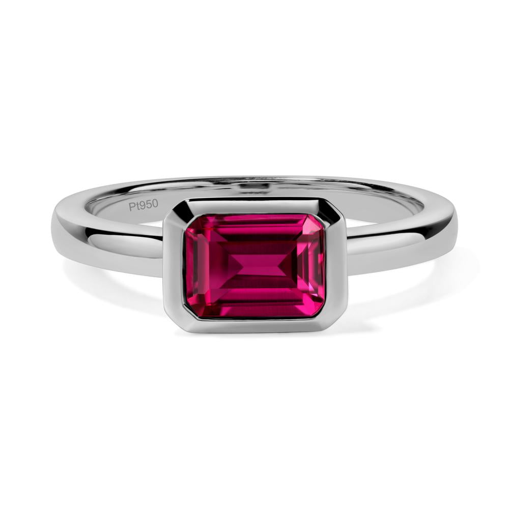 Ruby Bezel Emerald Cut Engagement Ring - LUO Jewelry #metal_platinum