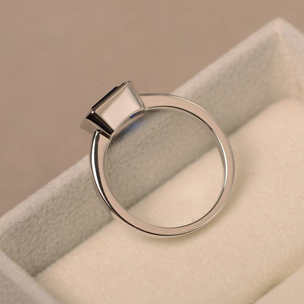 East West Emerald Cut Sapphire Bezel Ring - LUO Jewelry 