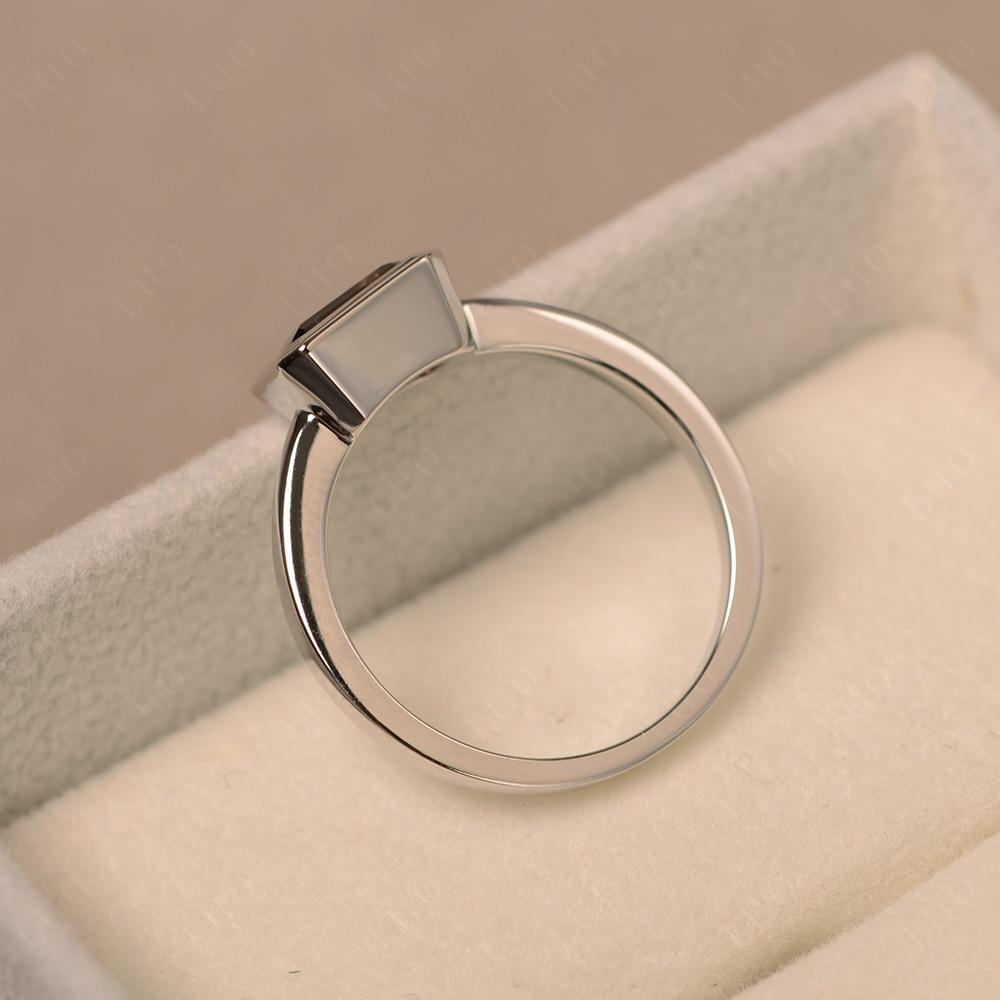 East West Emerald Cut Smoky Quartz Bezel Ring - LUO Jewelry