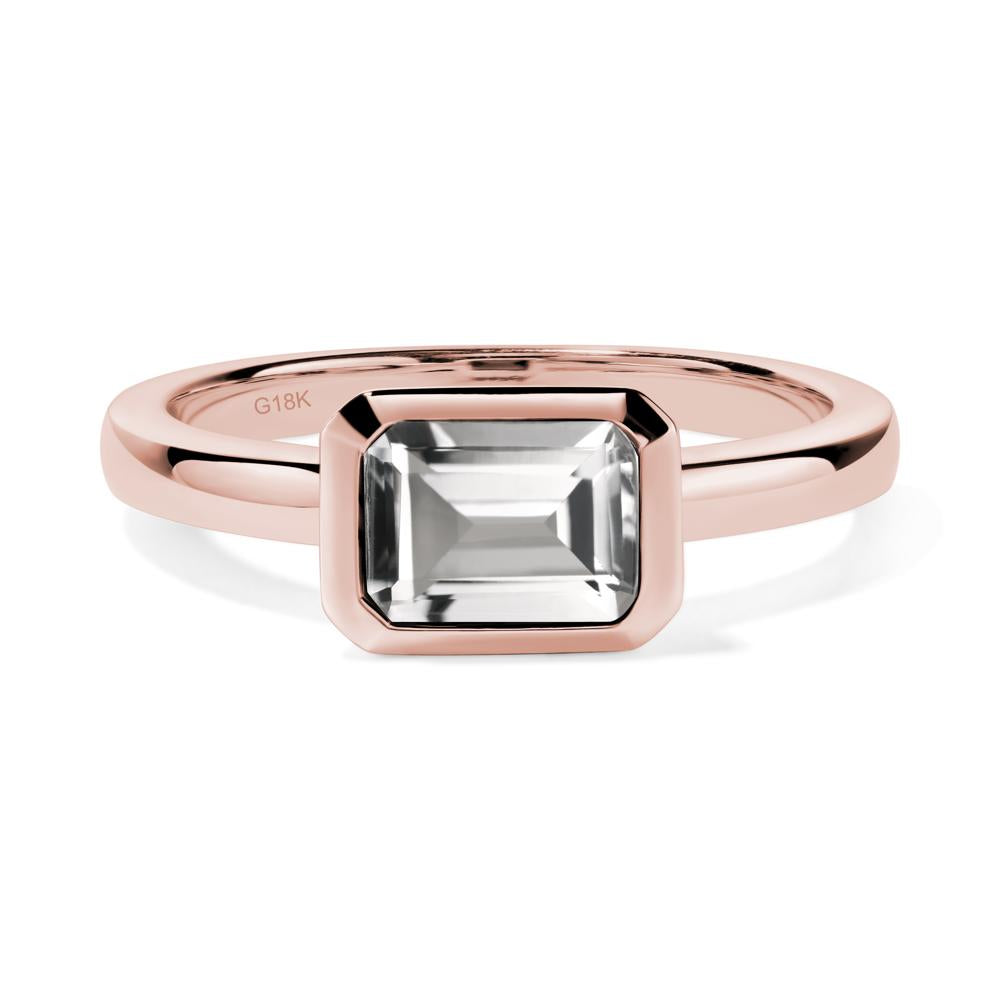 White Topaz Bezel Emerald Cut Engagement Ring - LUO Jewelry #metal_18k rose gold