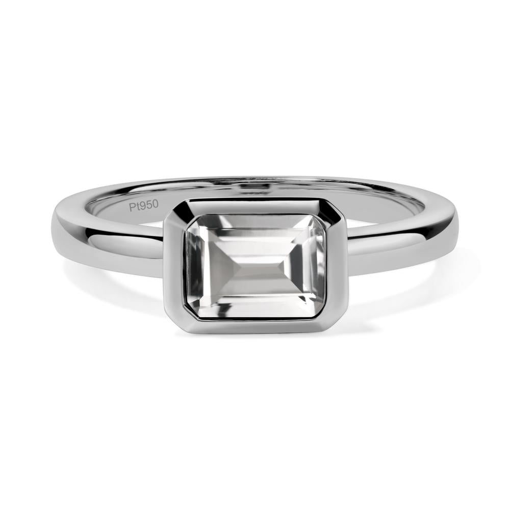 White Topaz Bezel Emerald Cut Engagement Ring - LUO Jewelry #metal_platinum