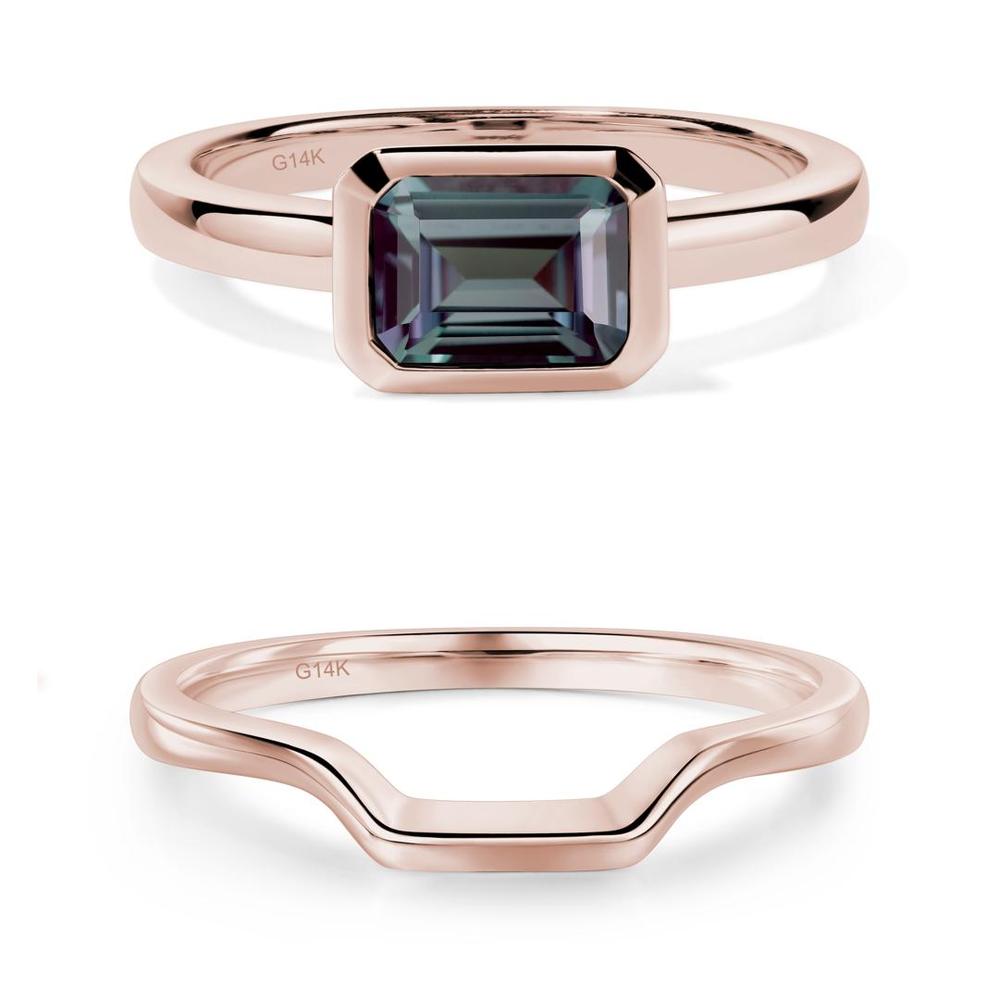 East West Emerald Cut Alexandrite Bezel Ring - LUO Jewelry #metal_xxxxx