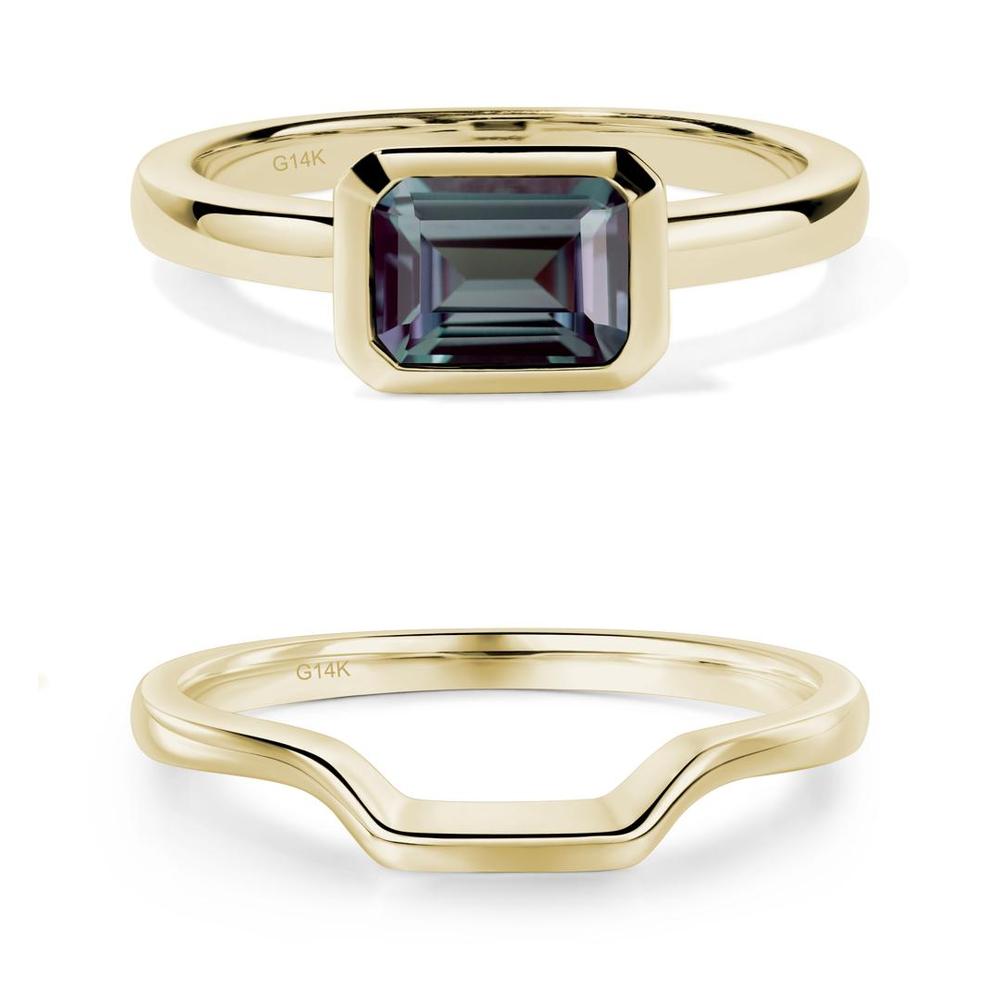 East West Emerald Cut Alexandrite Bezel Ring - LUO Jewelry #metal_xxxxx