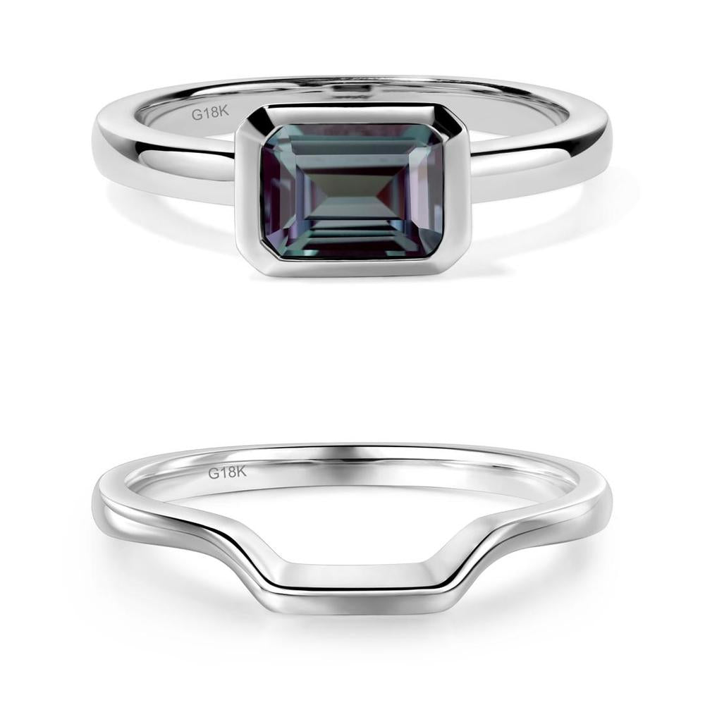 East West Emerald Cut Alexandrite Bezel Ring - LUO Jewelry #metal_xxxxx