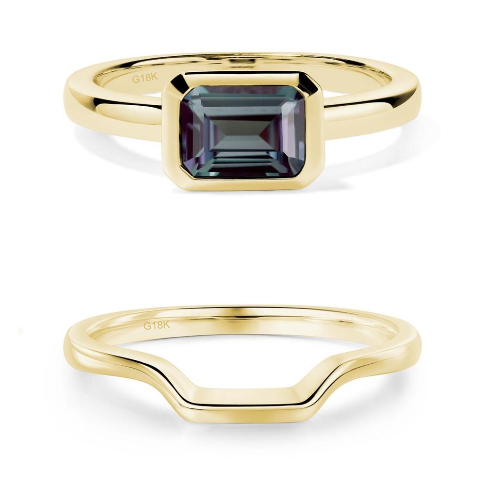 East West Emerald Cut Alexandrite Bezel Ring - LUO Jewelry #metal_xxxxx