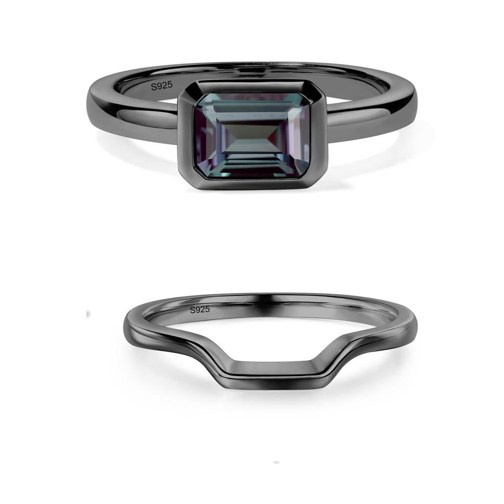 East West Emerald Cut Alexandrite Bezel Ring - LUO Jewelry #metal_xxxxx