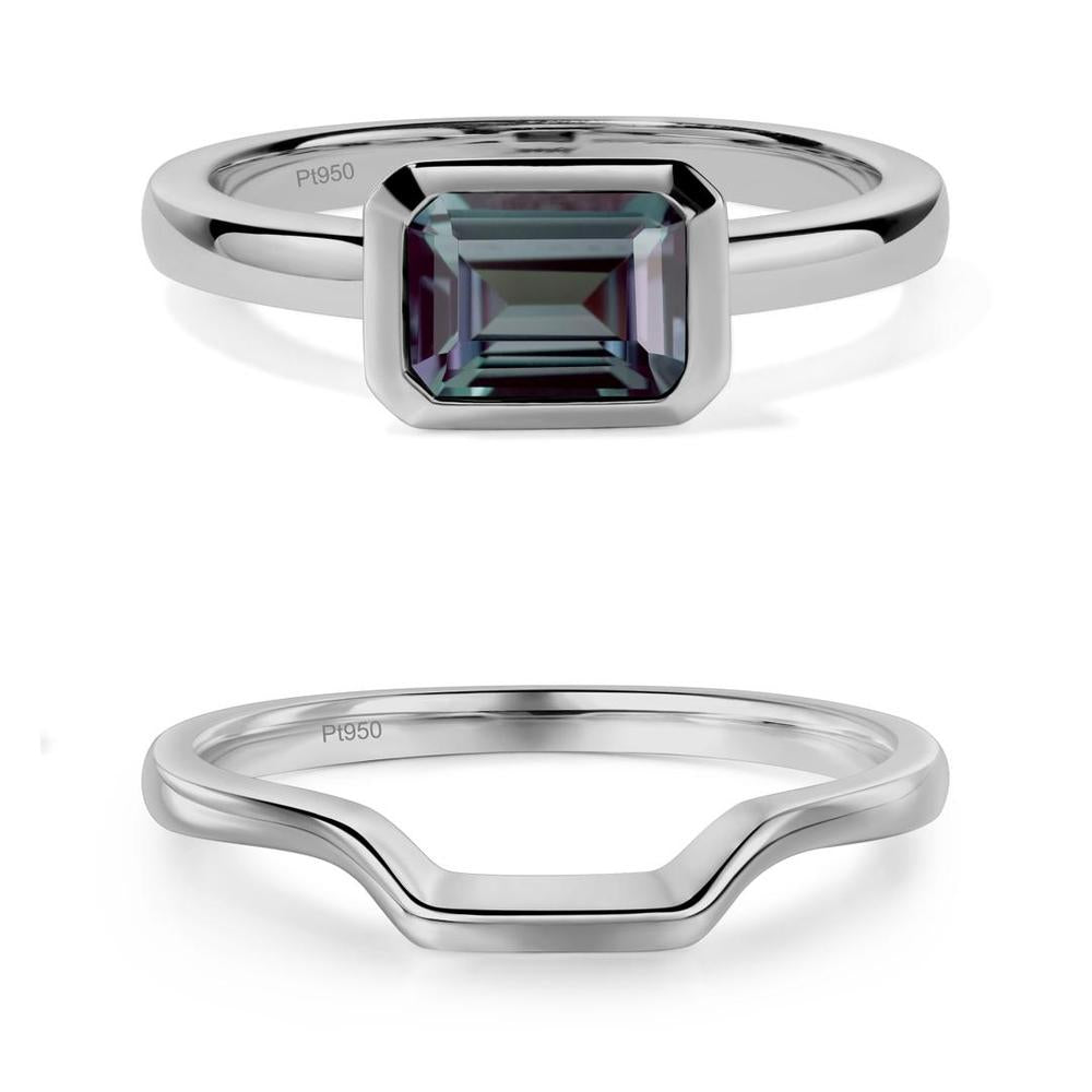 East West Emerald Cut Alexandrite Bezel Ring - LUO Jewelry #metal_xxxxx