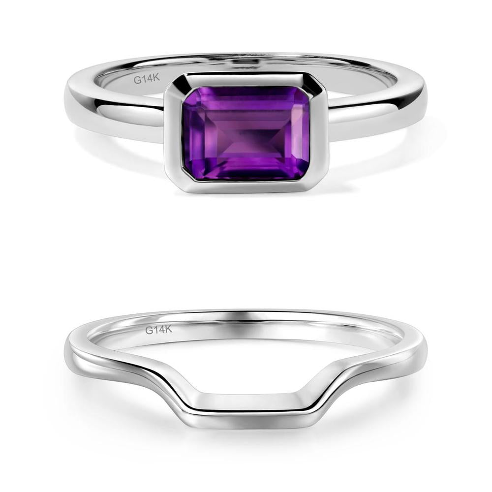 Amethyst Bezel Emerald Cut Engagement Ring - LUO Jewelry #metal_xxxxx