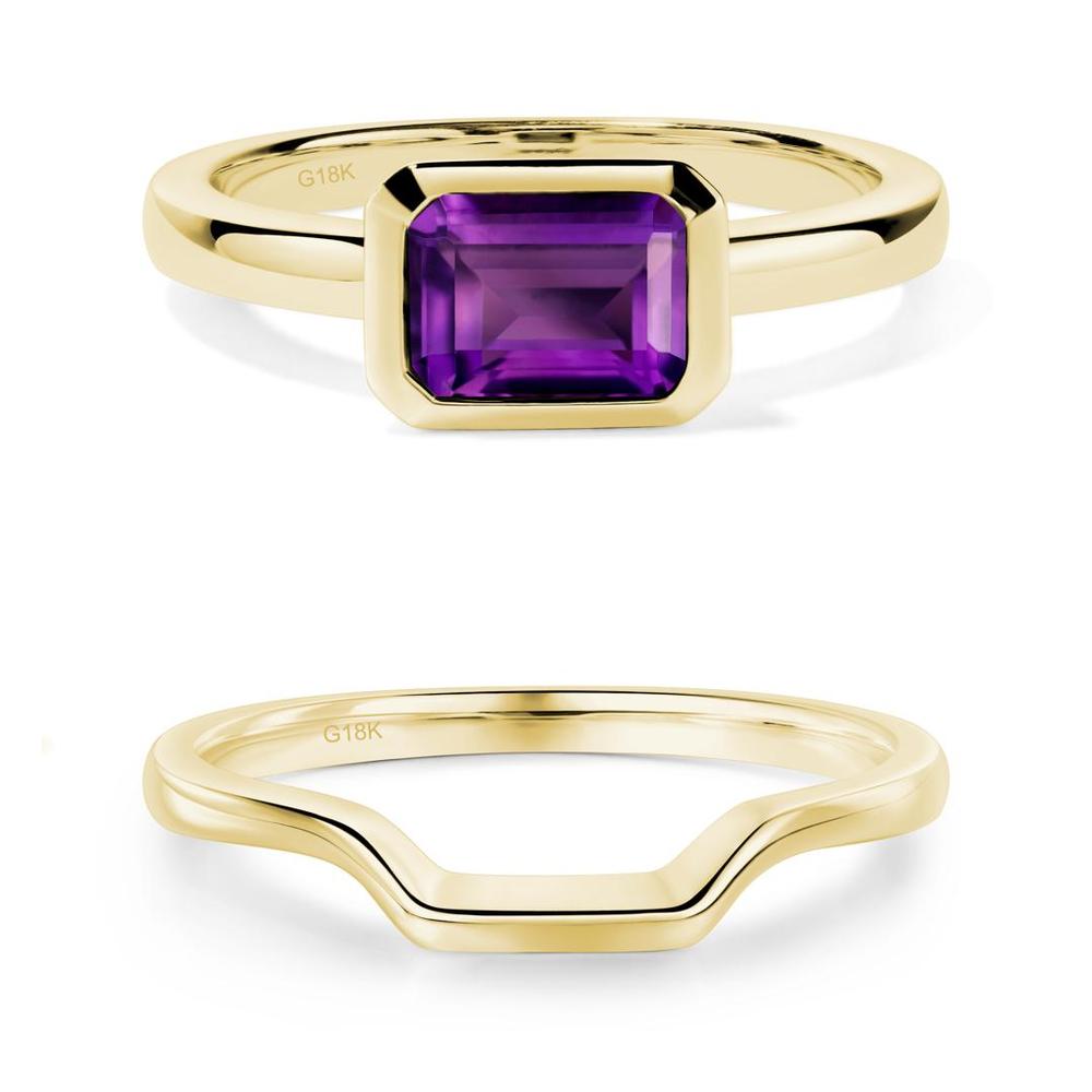 Amethyst Bezel Emerald Cut Engagement Ring - LUO Jewelry #metal_xxxxx