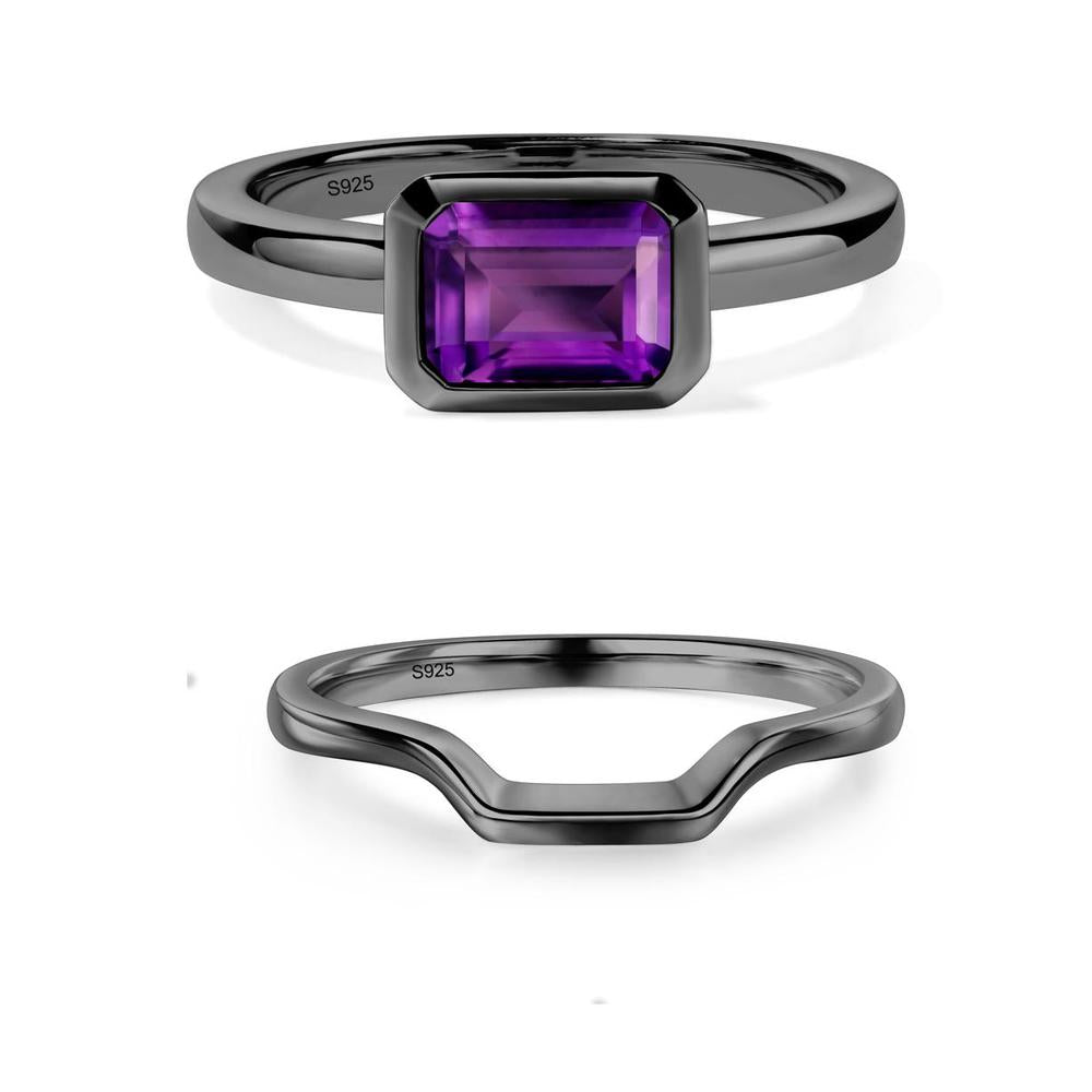 Amethyst Bezel Emerald Cut Engagement Ring - LUO Jewelry #metal_xxxxx