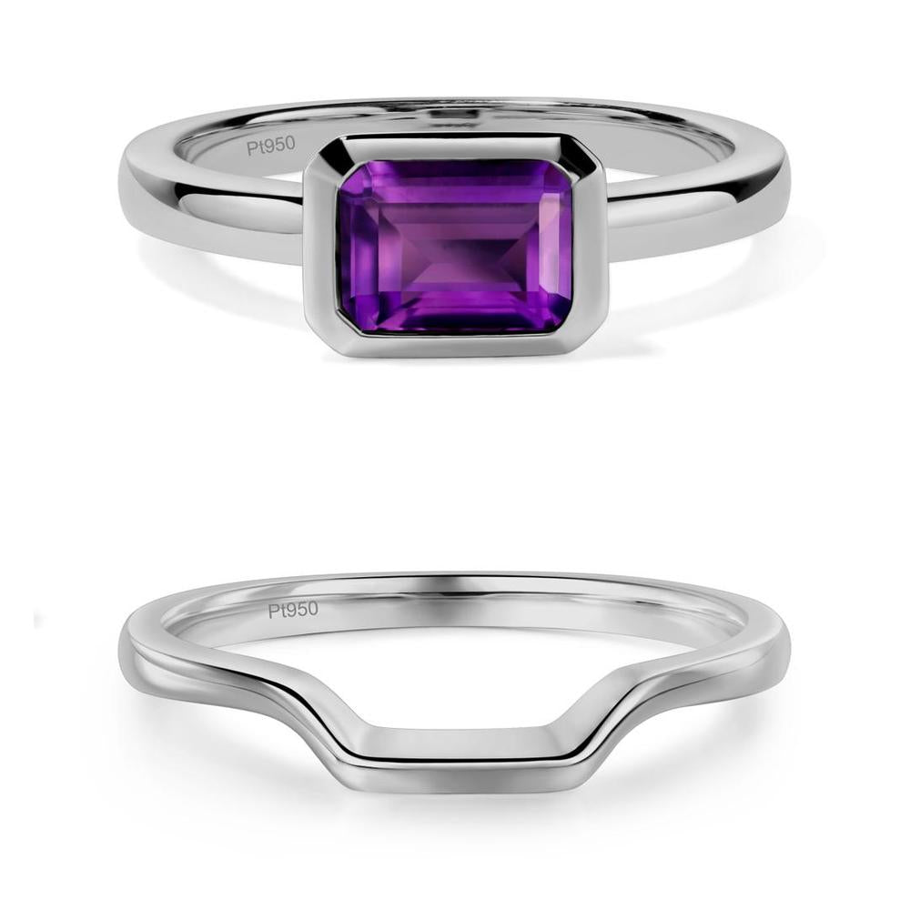 Amethyst Bezel Emerald Cut Engagement Ring - LUO Jewelry #metal_xxxxx