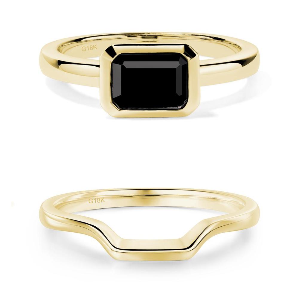 Black Spinel Bezel Emerald Cut Engagement Ring - LUO Jewelry #metal_xxxxx