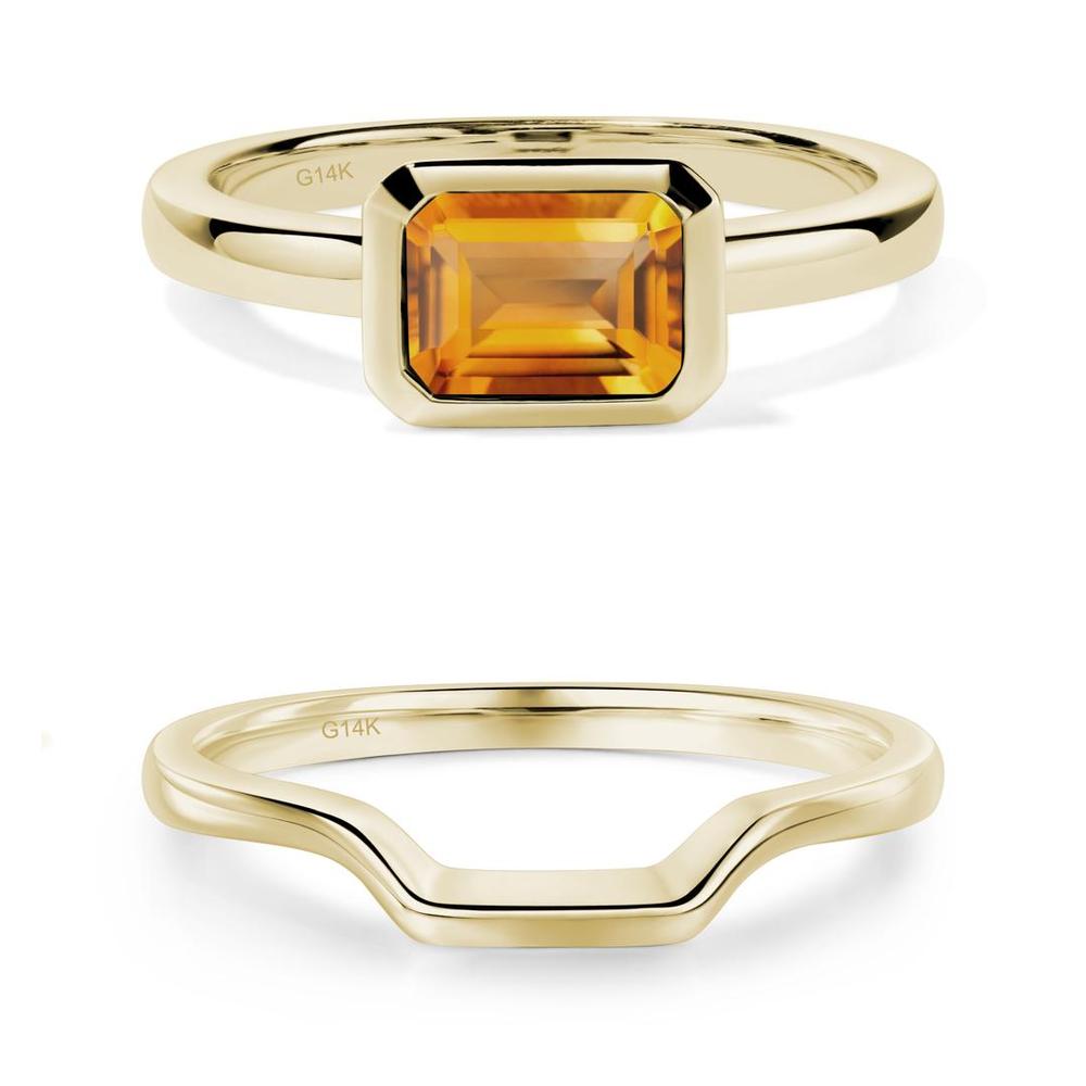 East West Emerald Cut Citrine Bezel Ring - LUO Jewelry #metal_xxxxx