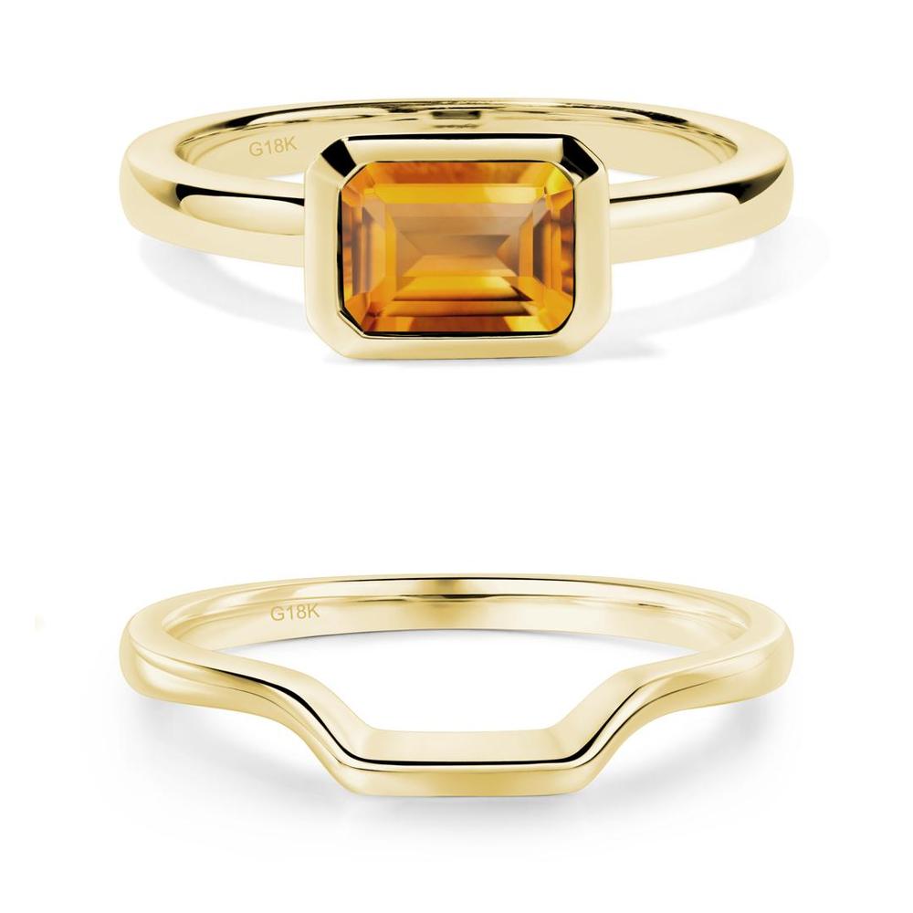 East West Emerald Cut Citrine Bezel Ring - LUO Jewelry #metal_xxxxx