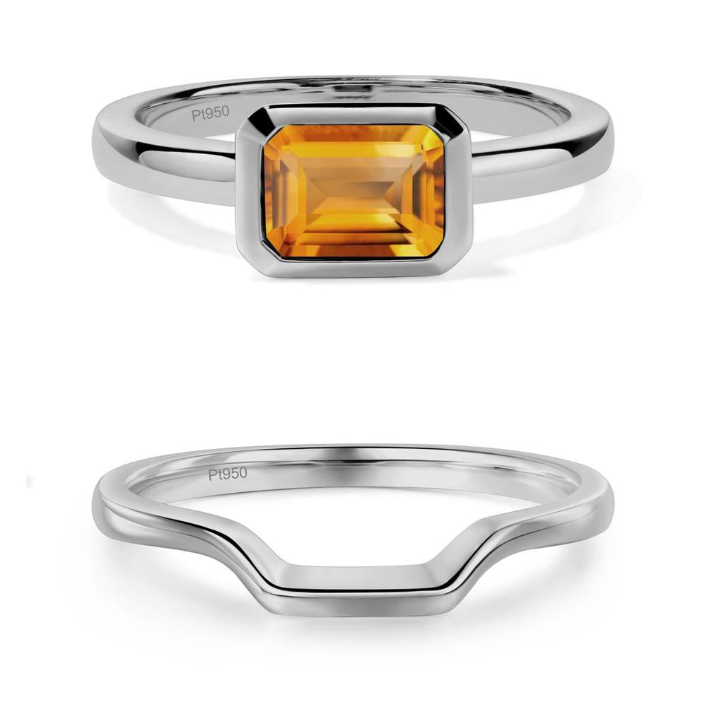 East West Emerald Cut Citrine Bezel Ring - LUO Jewelry #metal_xxxxx