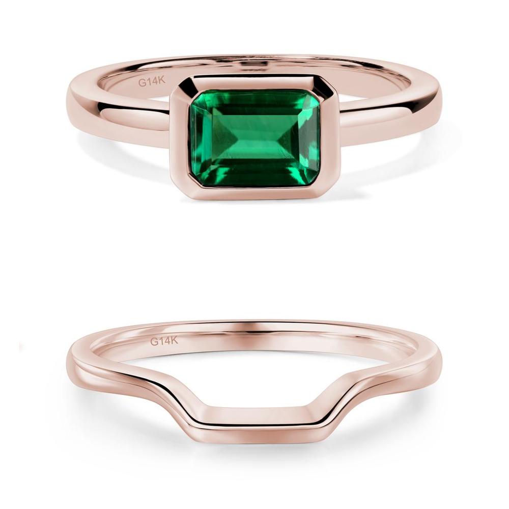 Emerald Bezel Emerald Cut Engagement Ring - LUO Jewelry #metal_xxxxx