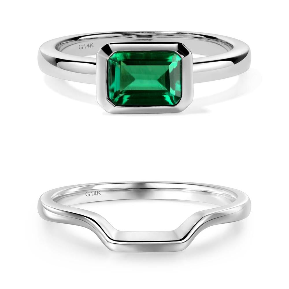 Emerald Bezel Emerald Cut Engagement Ring - LUO Jewelry #metal_xxxxx