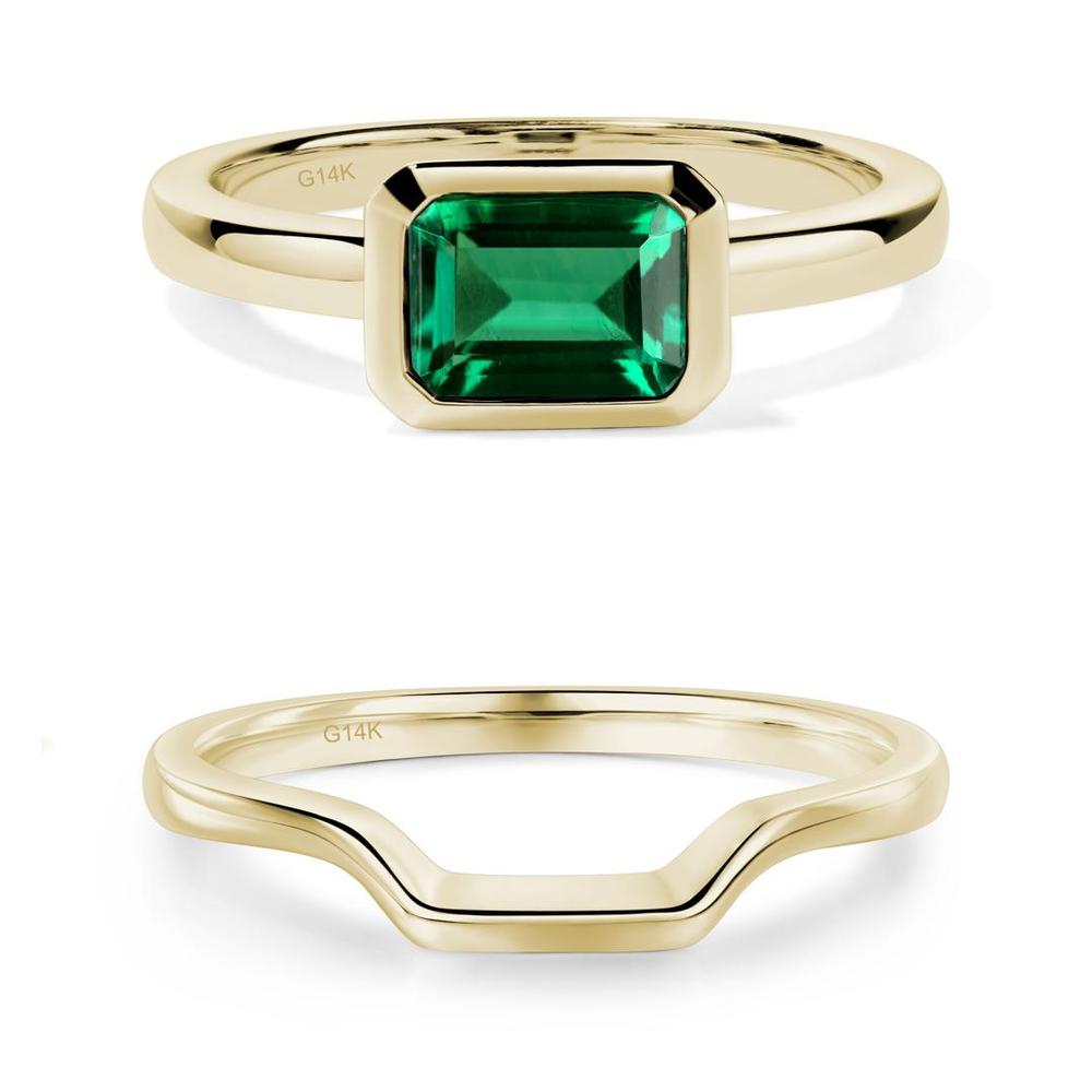 Emerald Bezel Emerald Cut Engagement Ring - LUO Jewelry #metal_xxxxx