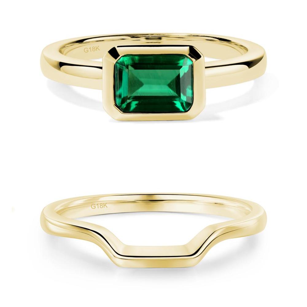 Emerald Bezel Emerald Cut Engagement Ring - LUO Jewelry #metal_xxxxx