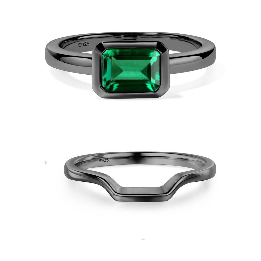 Emerald Bezel Emerald Cut Engagement Ring - LUO Jewelry #metal_xxxxx