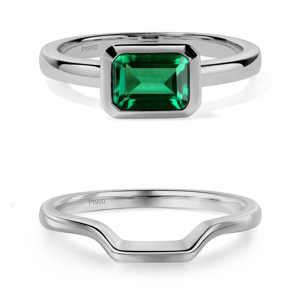 Emerald Bezel Emerald Cut Engagement Ring - LUO Jewelry #metal_xxxxx