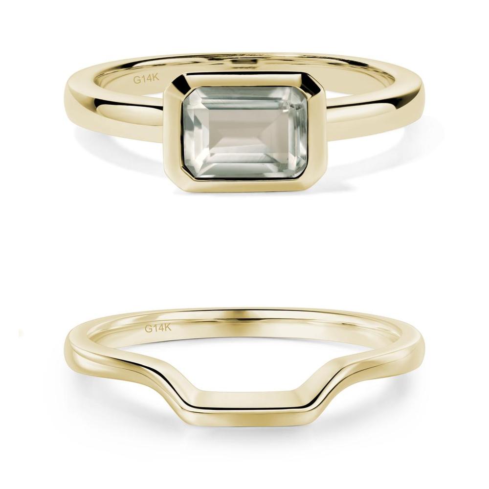 Green Amethyst Bezel Emerald Cut Engagement Ring - LUO Jewelry #metal_xxxxx