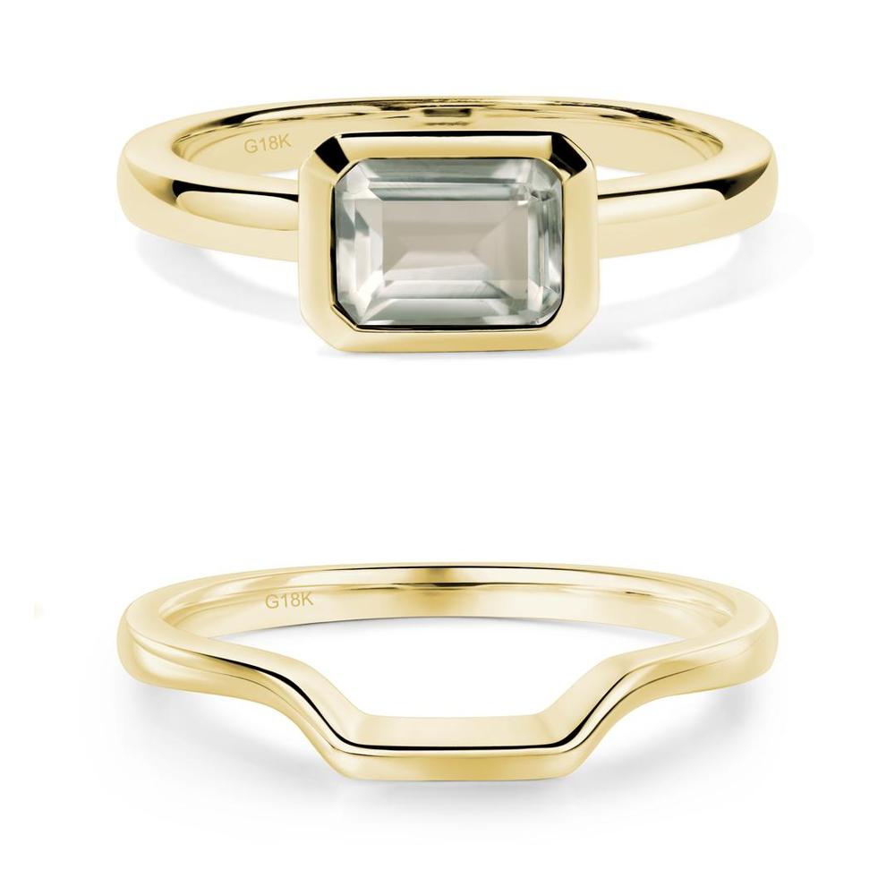 Green Amethyst Bezel Emerald Cut Engagement Ring - LUO Jewelry #metal_xxxxx