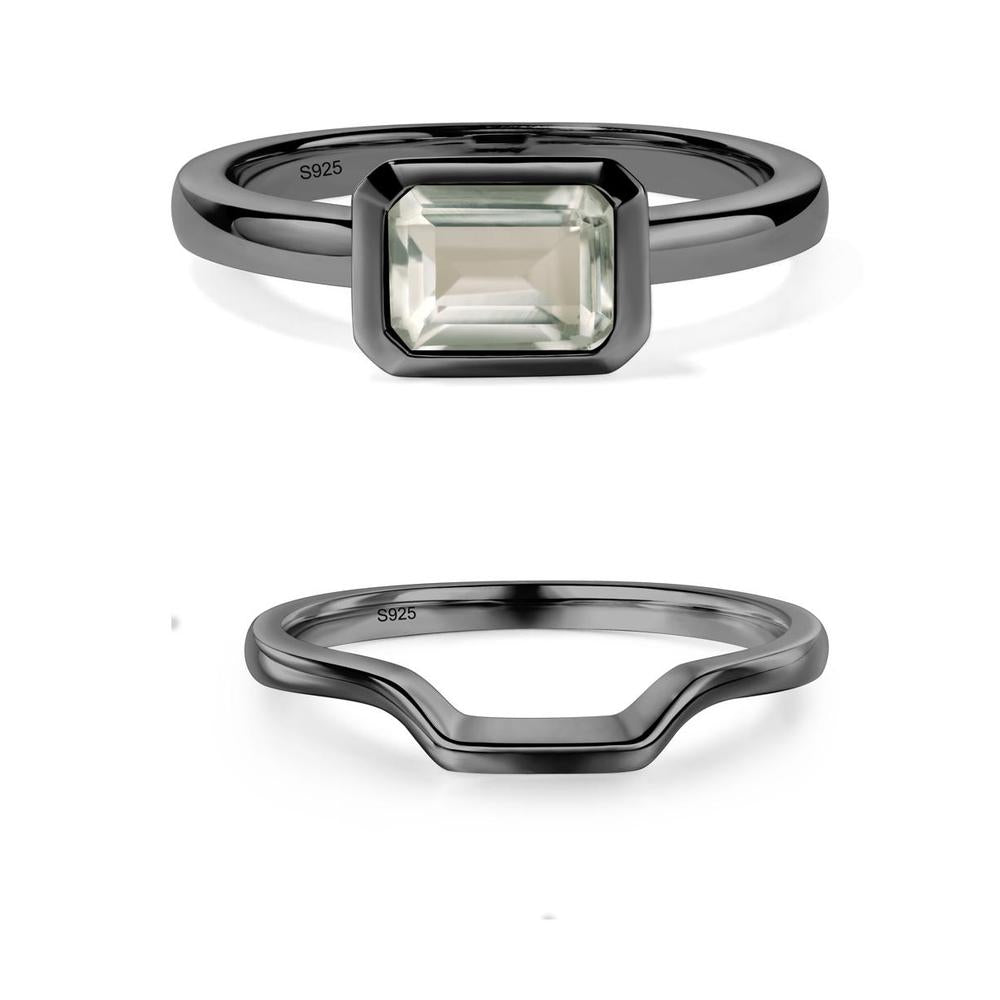 Green Amethyst Bezel Emerald Cut Engagement Ring - LUO Jewelry #metal_xxxxx