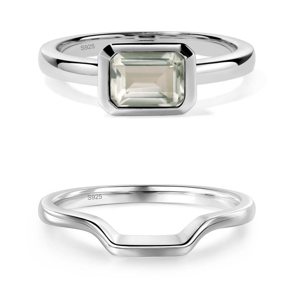 Green Amethyst Bezel Emerald Cut Engagement Ring - LUO Jewelry #metal_xxxxx