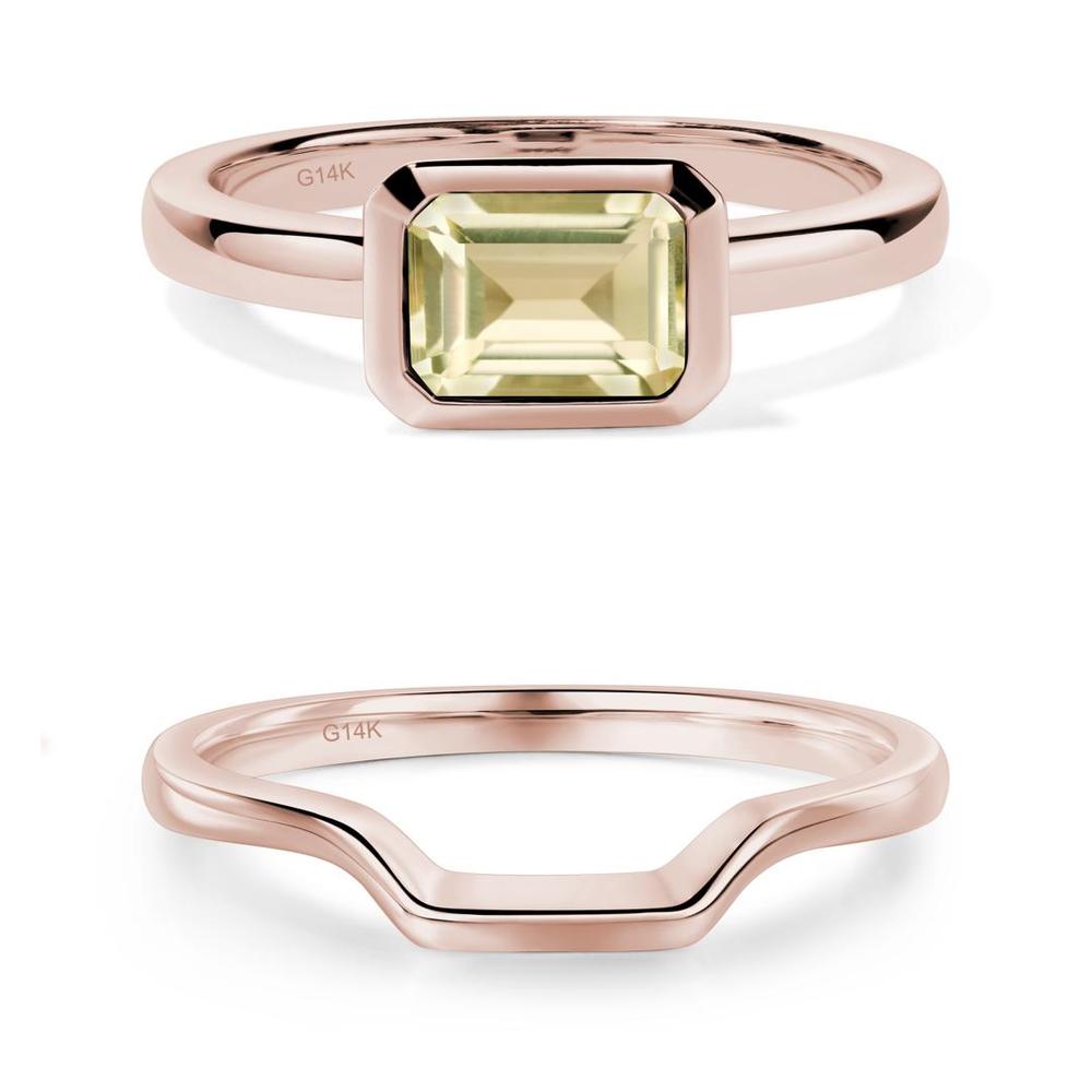 East West Emerald Cut Lemon Quartz Bezel Ring - LUO Jewelry #metal_xxxxx