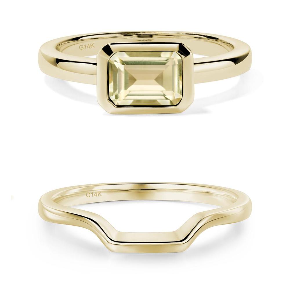 East West Emerald Cut Lemon Quartz Bezel Ring - LUO Jewelry #metal_xxxxx