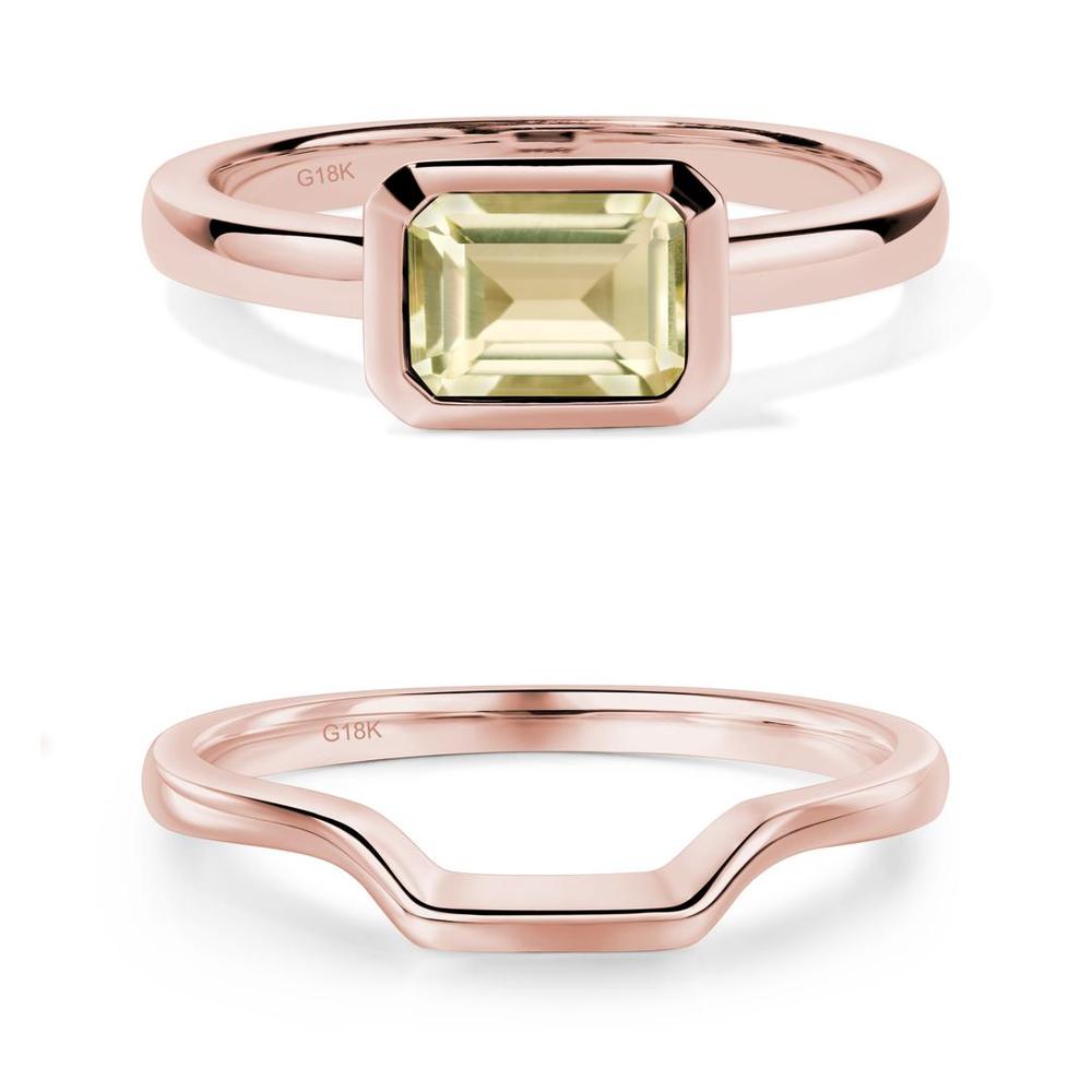 East West Emerald Cut Lemon Quartz Bezel Ring - LUO Jewelry #metal_xxxxx