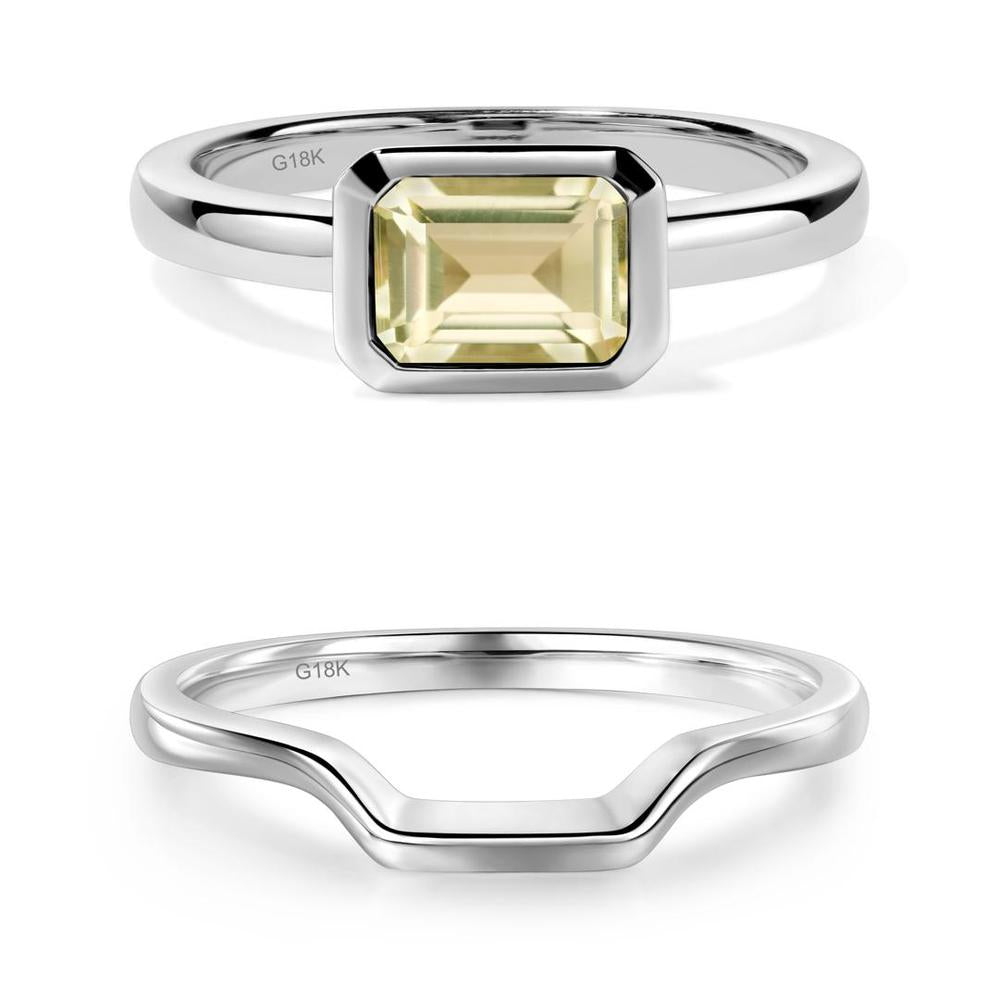 East West Emerald Cut Lemon Quartz Bezel Ring - LUO Jewelry #metal_xxxxx