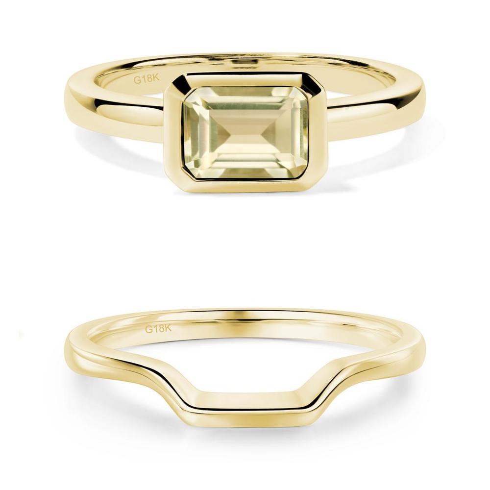 East West Emerald Cut Lemon Quartz Bezel Ring - LUO Jewelry #metal_xxxxx