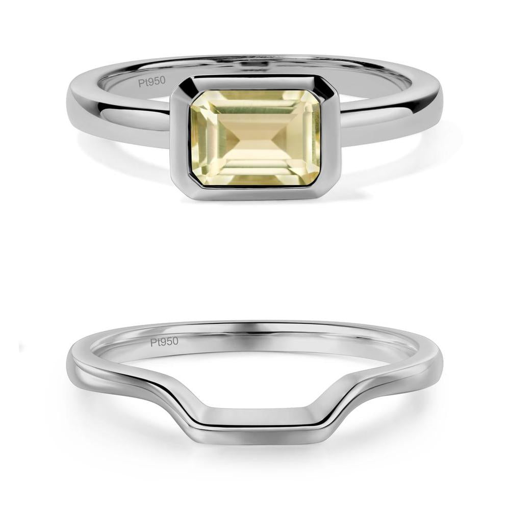 East West Emerald Cut Lemon Quartz Bezel Ring - LUO Jewelry #metal_xxxxx