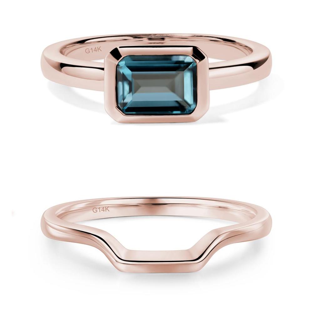 London Blue Topaz Bezel Emerald Cut Engagement Ring - LUO Jewelry #metal_xxxxx