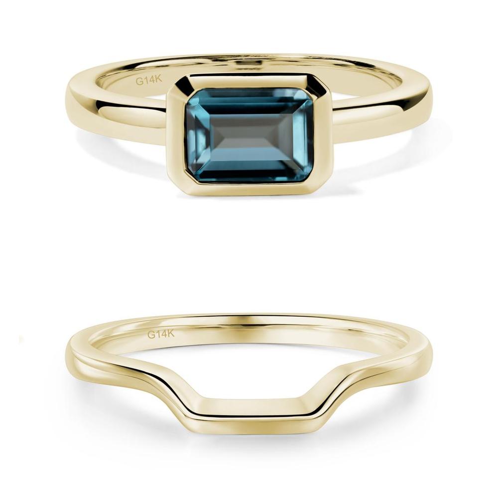 London Blue Topaz Bezel Emerald Cut Engagement Ring - LUO Jewelry #metal_xxxxx