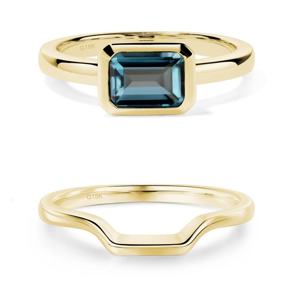 London Blue Topaz Bezel Emerald Cut Engagement Ring - LUO Jewelry #metal_xxxxx