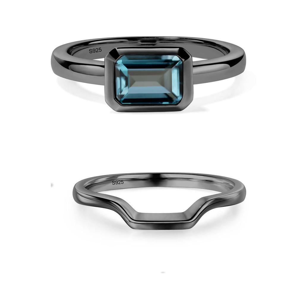 London Blue Topaz Bezel Emerald Cut Engagement Ring - LUO Jewelry #metal_xxxxx