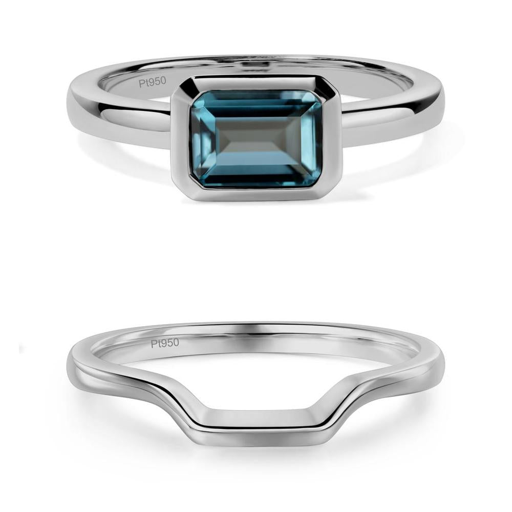 London Blue Topaz Bezel Emerald Cut Engagement Ring - LUO Jewelry #metal_xxxxx